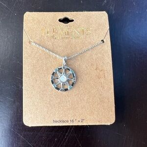 New Silver Elements Opal Compass Necklace